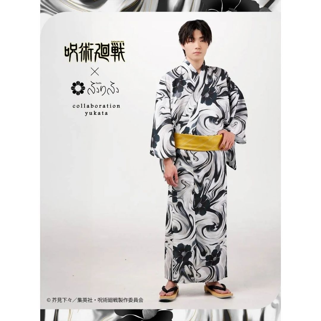 Yukata Jujutsu Kaisen Geto Suguru Men Yukata and Heko Obi Set PO-25 Yukata Jujutsu Kaisen Geto Suguru Men Yukata and Heko Obi Set PO-25
