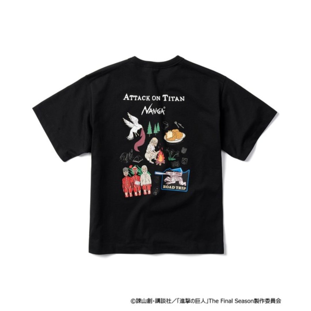 T-shirt Kolaborasi Eksklusif Attack on Titan × NANGA - Black PO25
