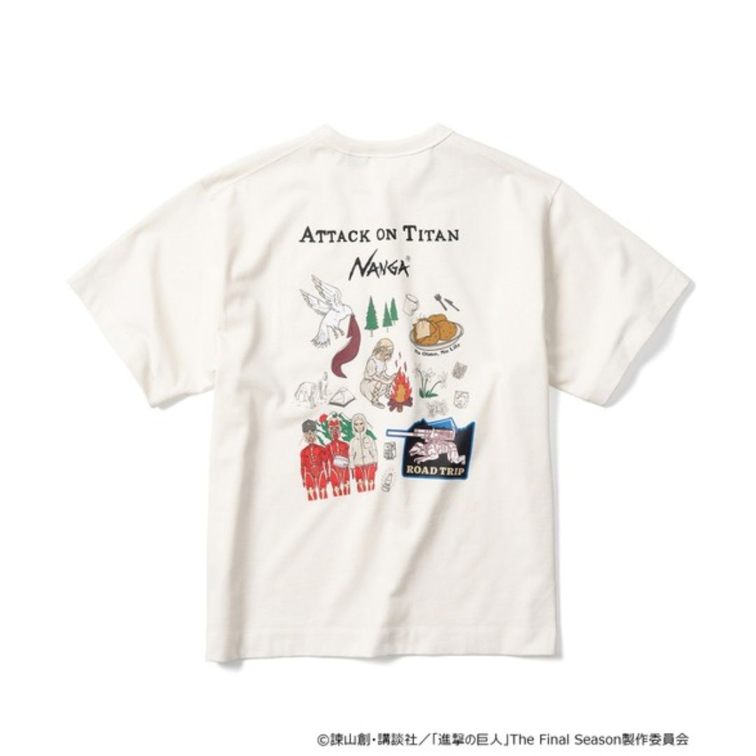 T-shirt Kolaborasi Eksklusif Attack on Titan × NANGA - White