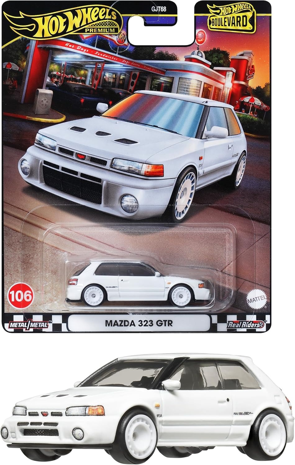 Hot Wheels HRT59 Boulevard Mazda 323 GTR OLd White Hot Wheels HRT59 Boulevard Mazda 323 GTR OLd White