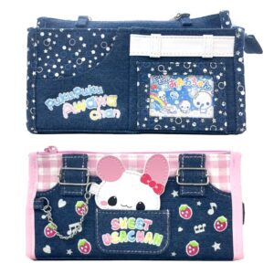 Dompet Kamio Japan Denim W-zipper Multi-function Pen Case/Heisei Fancy (RD-JP25)