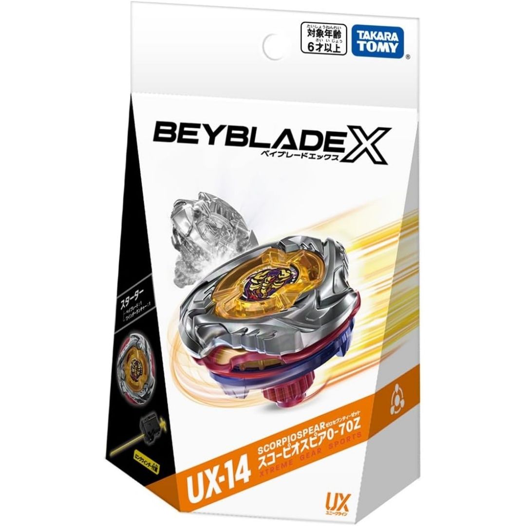 BEYBLADE X UX-14 Scorpio Spear 0-70Z Starter dengan Launcher Resmi (TAKARA TOMY) BEYBLADE X UX-14 Scorpio Spear 0-70Z Starter dengan Launcher Resmi (TAKARA TOMY)