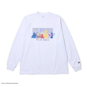 Kaos NEW ERA Sesame Street Baseball Long Sleeve Oversized Cotton T-Shirt, White RD-JP25 Kaos NEW ERA Sesame Street Baseball Long Sleeve Oversized Cotton T-Shirt, White RD-JP25