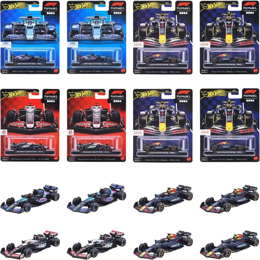Hot Wheels Premium Race Assortment F1 Die-Cast: Vehicle Toy F1 HRV11-986F