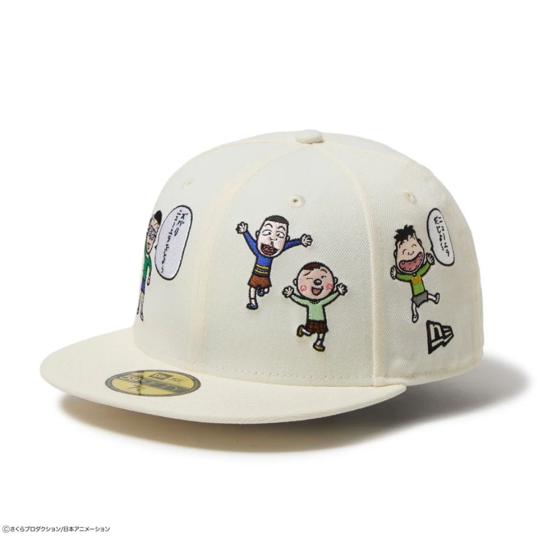 Topi New Era 59FIFTY Chibi Maruko-chan All Over Chrome White
