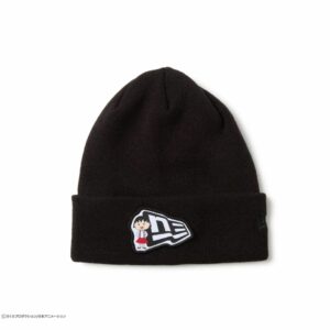 Topi New Era Basic Cuff Knit Chibi Maruko-chan Flag Logo Black Topi New Era Basic Cuff Knit Chibi Maruko-chan Flag Logo Black