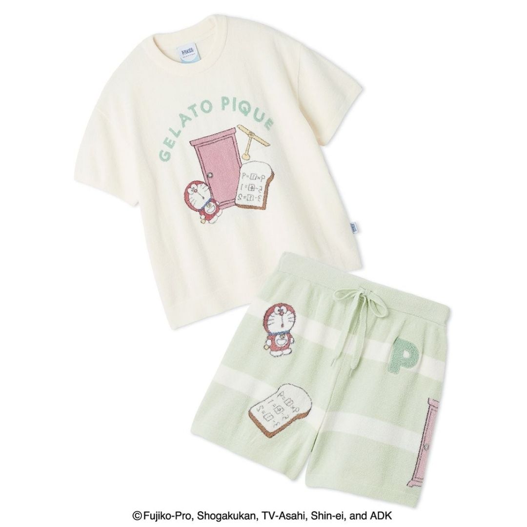 Gelato Pique Doraemon Set Wanita – Jacquard Pullover & Shorts Eksklusif