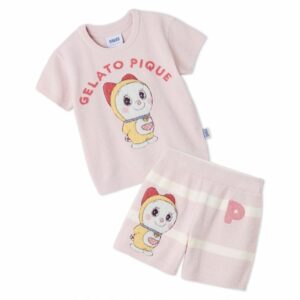Gelato Pique Doraemon Kids Set – Jacquard Pullover & Shorts (Blue / Pink)