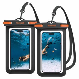 Lamicall Waterproof Smartphone Case – Black IPX8 Set of 2 untuk iPhone & Android