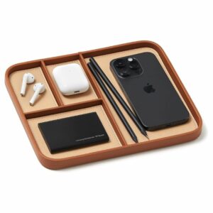 Nordik Leather Valet Tray – Sand Brown Premium Organizer