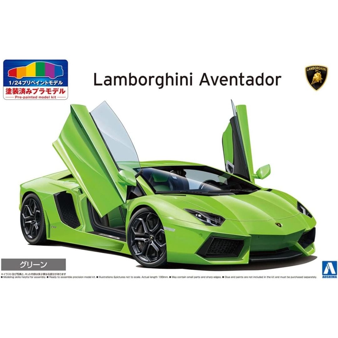 Model Kit Lamborghini Aventador 2011 1/24 Aoshima Pre-Painted (Green)