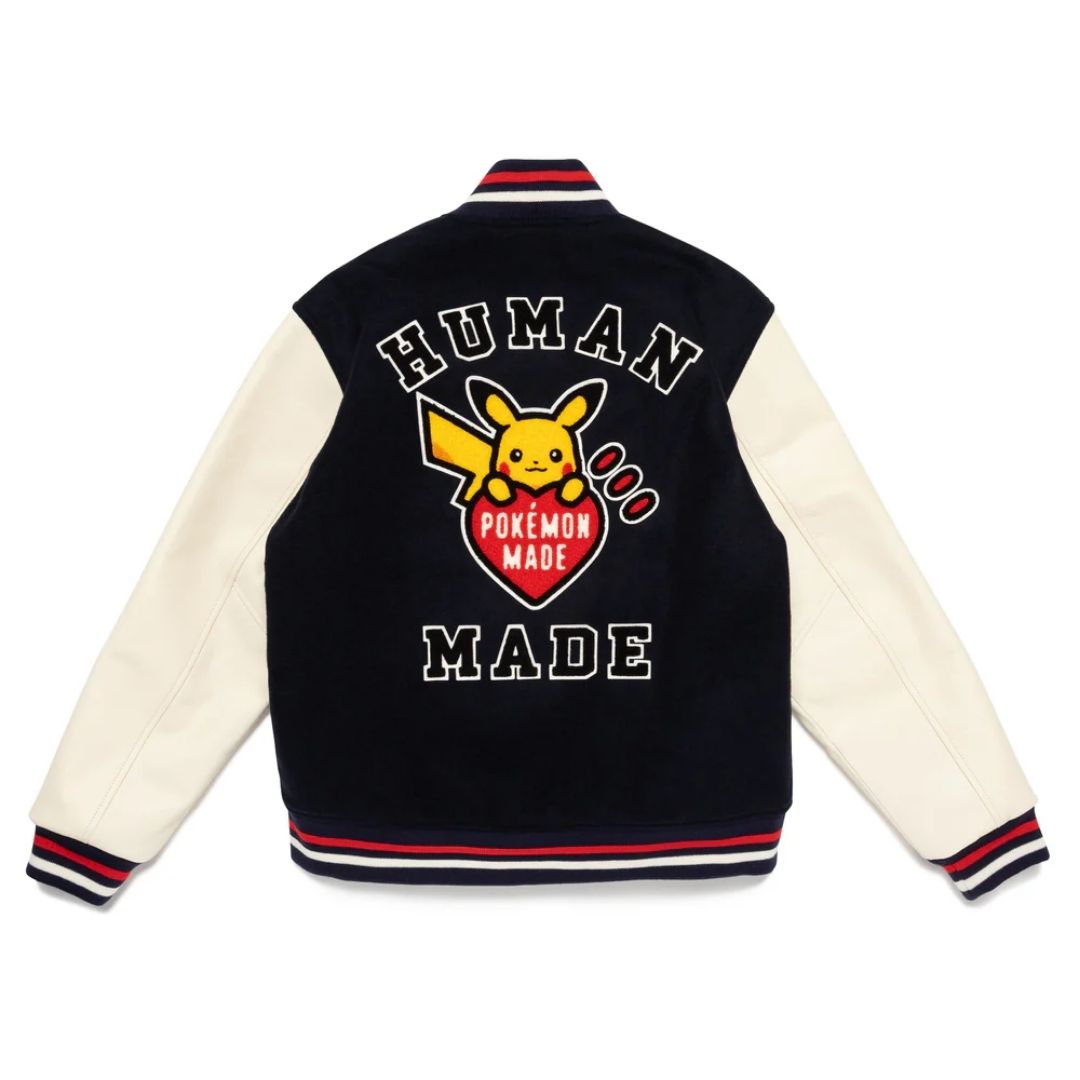 Jaket HUMAN MADE Pokemon Varsity Jacket Pikachu Navy