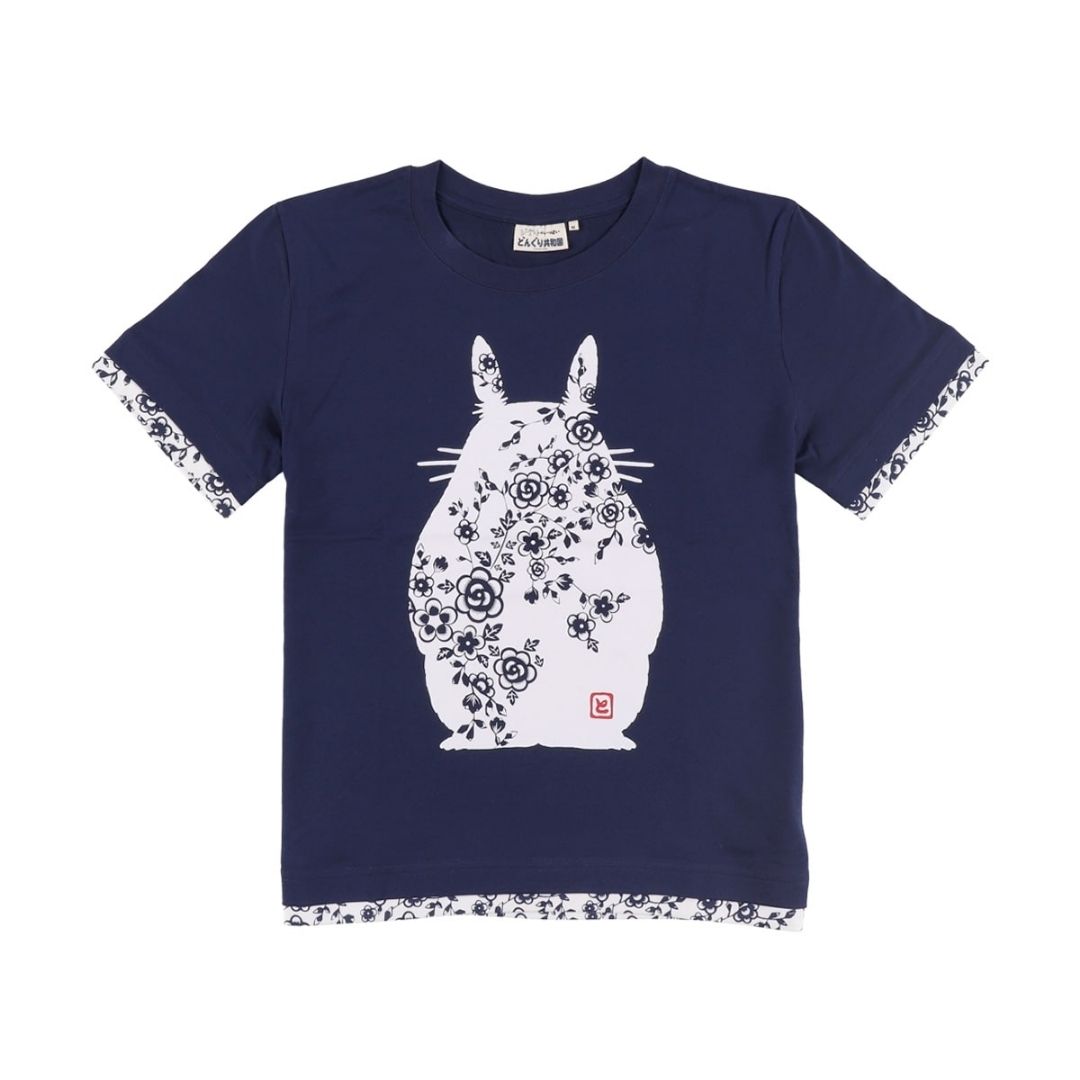  My Neighbor Totoro T-Shirt Paper Cut Style Navy Artistic Casual Wear 
