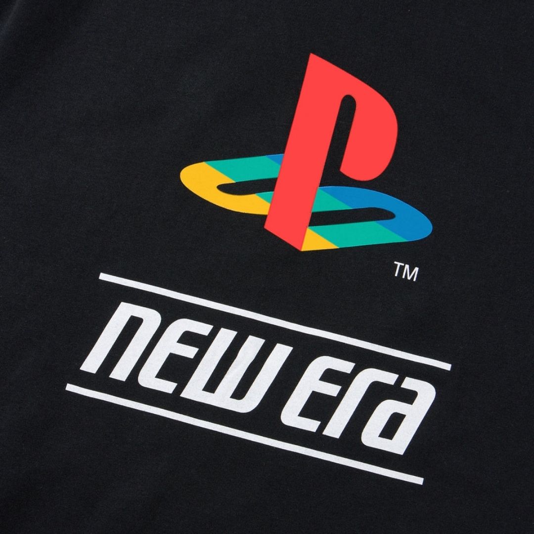 New Era x PlayStation Long-sleeved Oversized Cotton T-Shirt Black