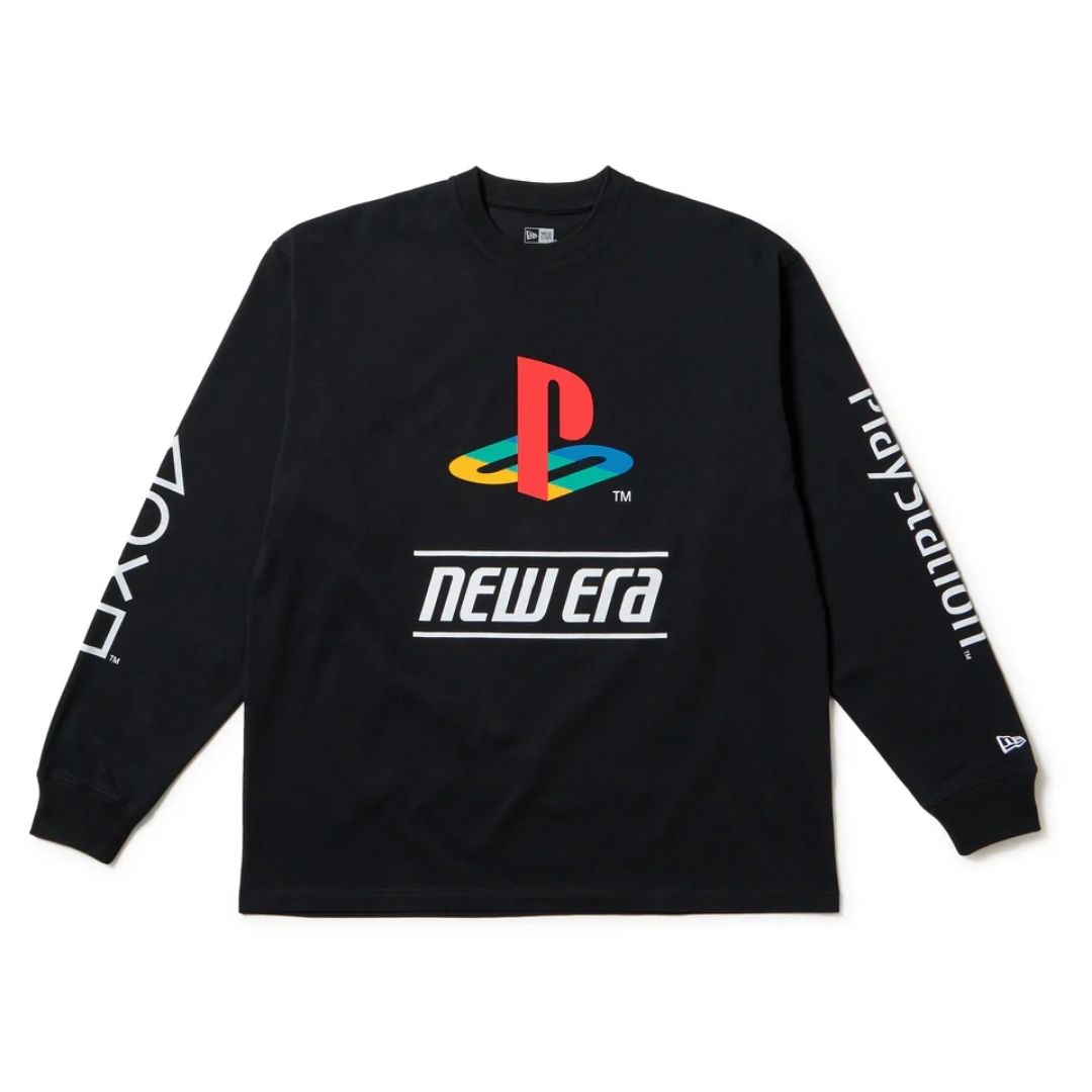 New Era x PlayStation Long-sleeved Oversized Cotton T-Shirt Black