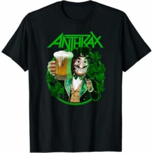Kaos Anthrax - St. Patrick Day Beer Shamrock T-Shirt Black Men Kaos Anthrax - St. Patrick Day Beer Shamrock T-Shirt Black Men