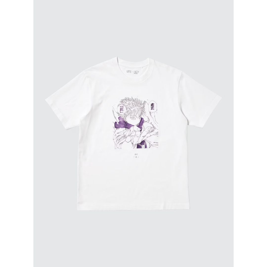 Kaos UT Uniqlo Jujutsu Kaisen Resmi Shueisha 100th Anniversary (Putih)