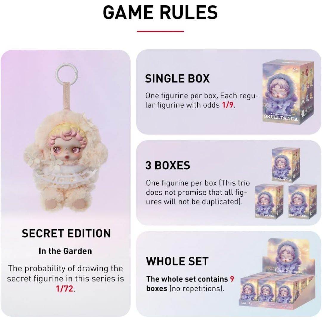 POP MART SKULLPANDA L'Impressionnisme Series Plush Pendant 3 Piece Random