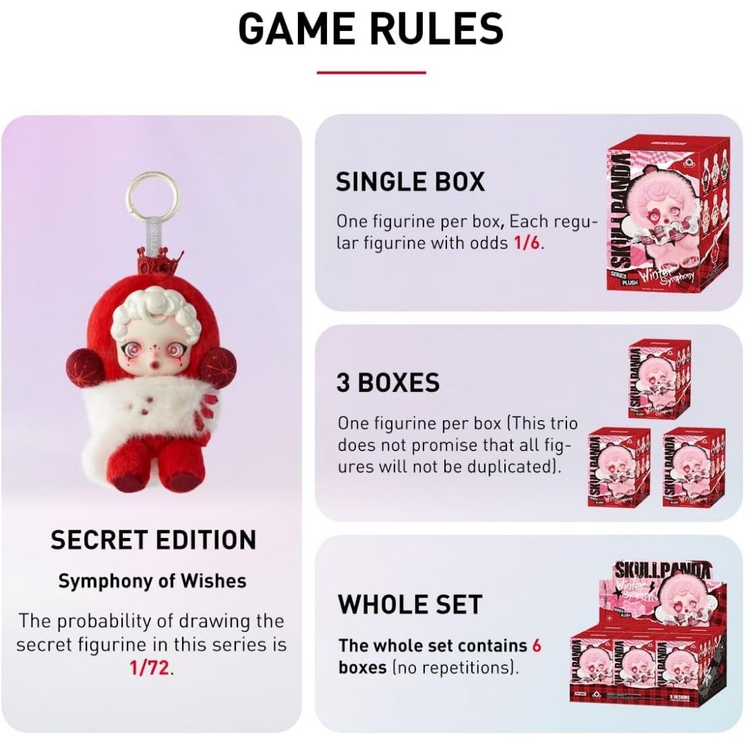 POP MART SKULLPANDA Winter Symphony Plush Pendant 6 Piece Random