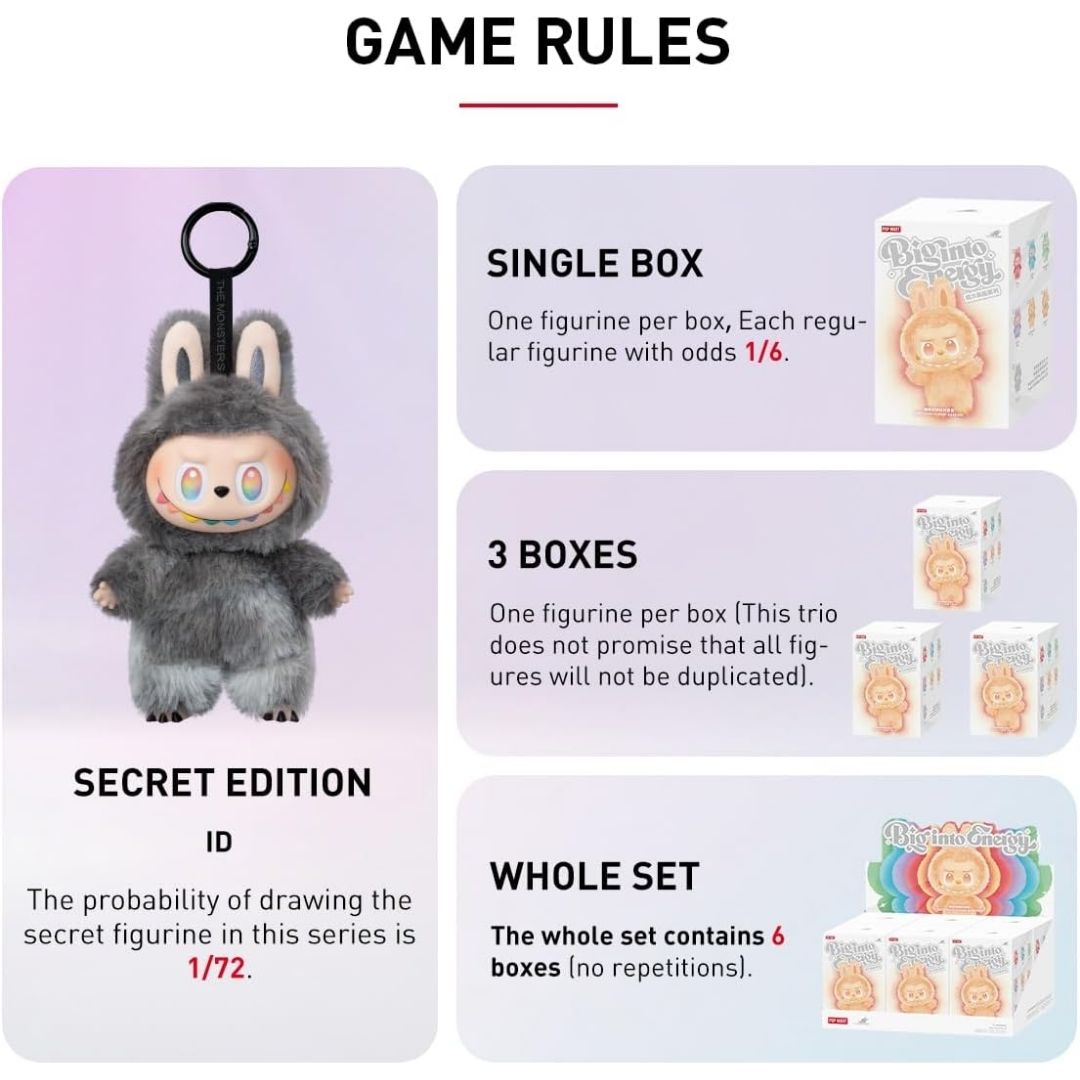 POP MART THE MONSTERS Big into Energy Plush Pendant 3 Piece Random