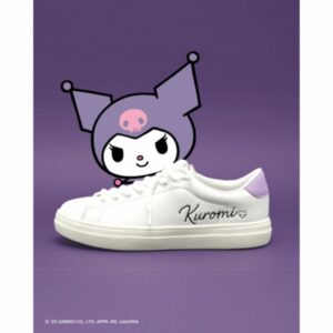 Sepatu Sanrio Characters Name Court Sneakers Kuromi White-Purple