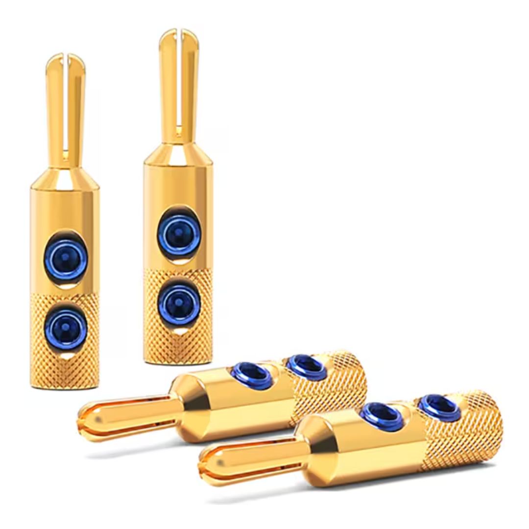 Oyaide Banana Plugs SGBN Set of 4 – Konektor Plating Emas dan Perak Premium
