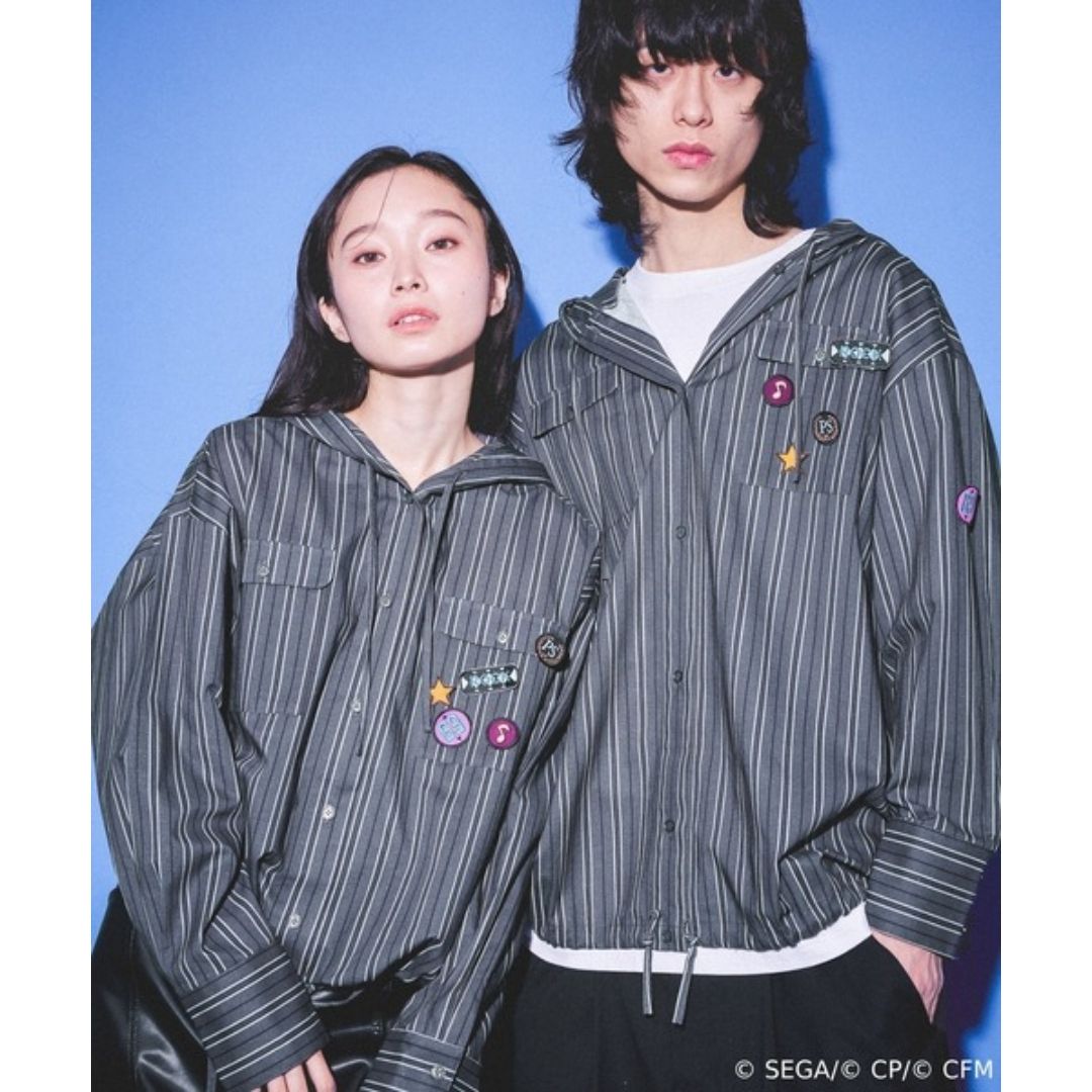 Project SEKAI Leo/need Striped Hooded Shirt Project SEKAI Leo/need Striped Hooded Shirt