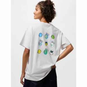 Kaos Uniqlo Tamagotchi UT Oversized 02 Light Gray