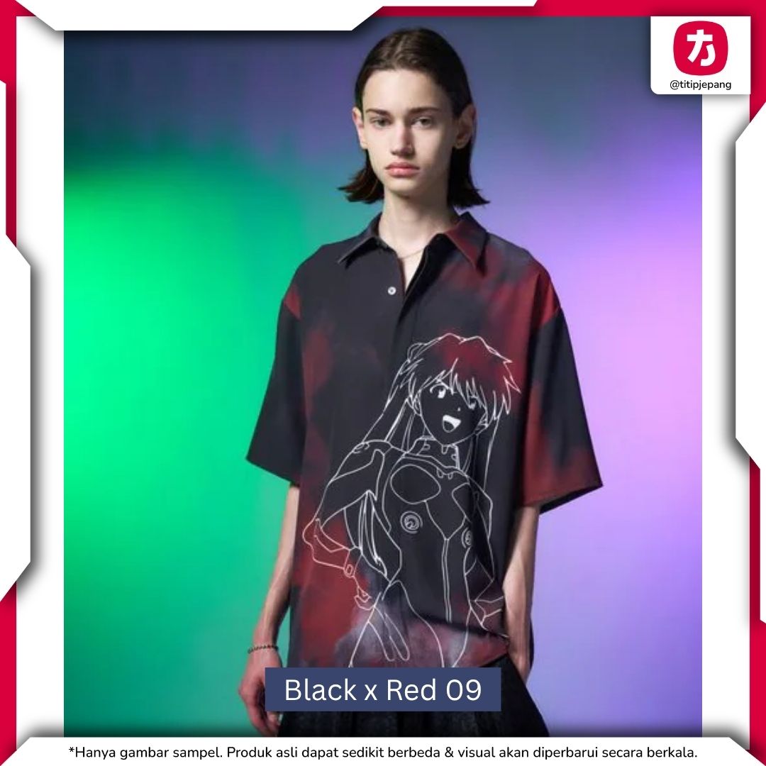 Kemeja Neon Genesis Evangelion x HARE Blur Pattern Shirt Rei and Asuka