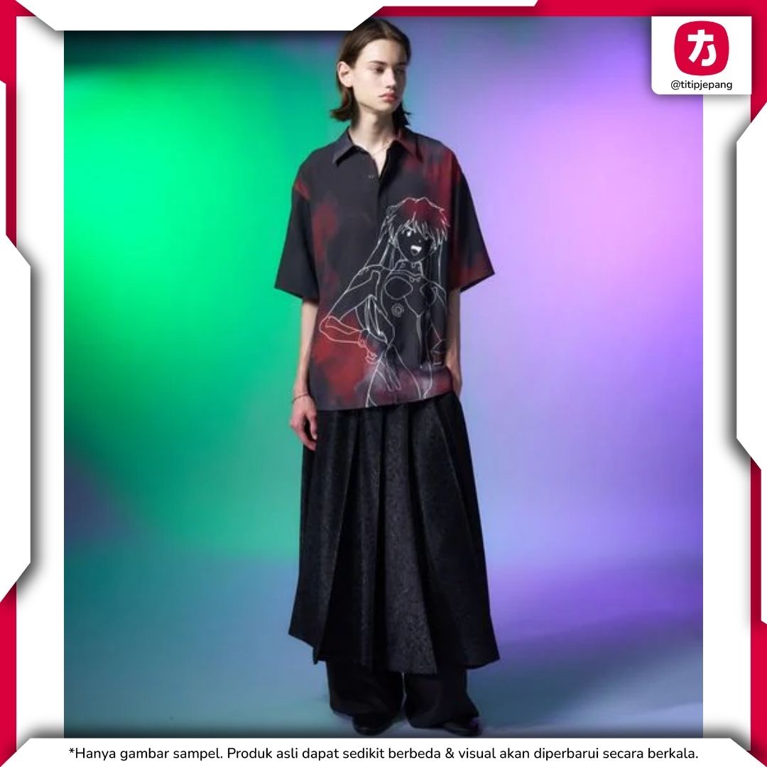 Kemeja Neon Genesis Evangelion x HARE Blur Pattern Shirt Rei and Asuka