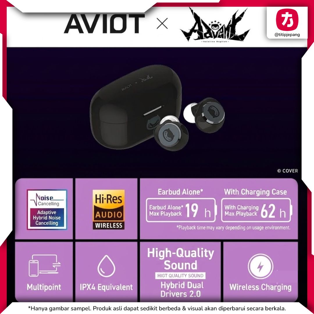 Aviot X Hololive English Advent TE-V1R-HE2 TWS dengan Voice Pack Eksklusif