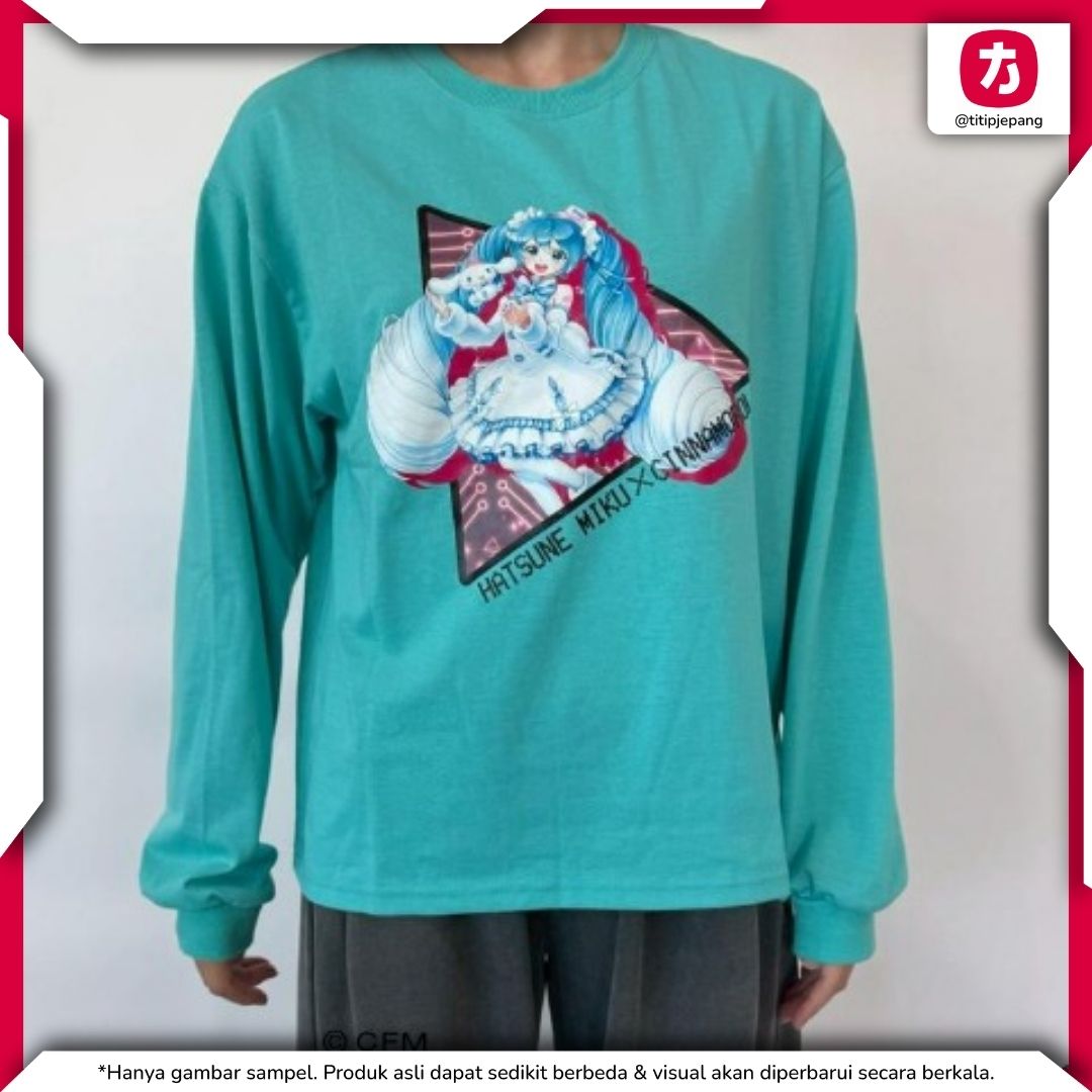 Hatsune Miku Pullover Black Mint Green Kolaborasi Piapro x Sanrio Premium